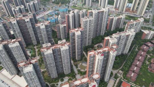 广东沿江住宅区航拍视频素材模板下载