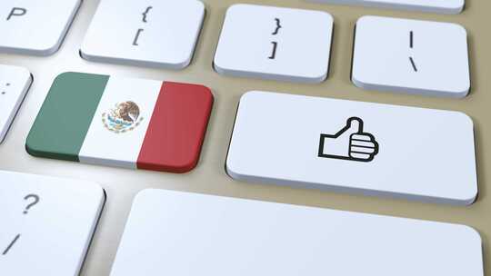 墨西哥国旗和是或竖起大拇指按钮3D动画视频素材模板下载