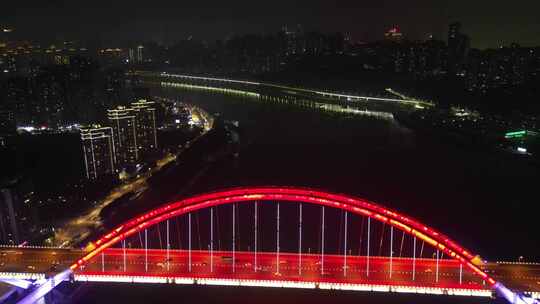 航拍重庆菜园坝大桥夜景