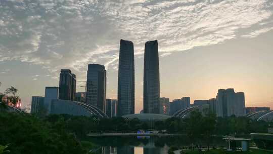 中国西部成都金融城建筑风光实拍片段