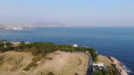 航拍青岛小麦岛