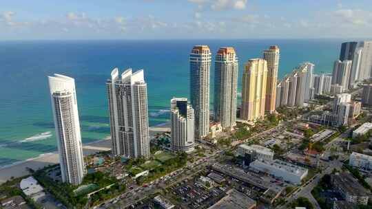空中方法特朗普国际海滩度假村阳光岛迈阿密海滩FL高清在线视频素材下载