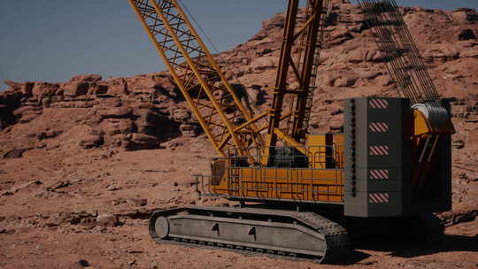 一只大型起重机在沙漠中央视频素材模板下载