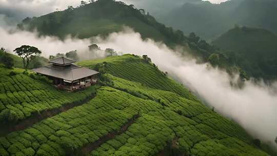 高山云雾茶园绿茶高清在线视频素材下载