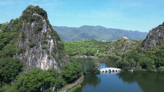 航拍广东肇庆七星岩景区