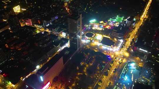 南京市鼓楼区车流夜景航拍延时