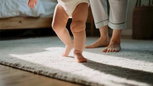 婴儿在室内学步画面