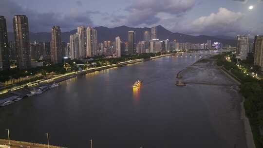 福州闽江两岸烟台山中洲岛江心公园CBD夜景