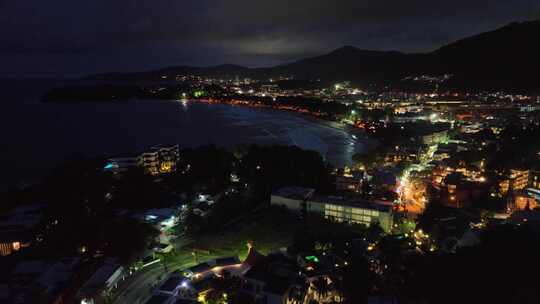 老挝金三角特区木棉之星酒店城市夜景航拍