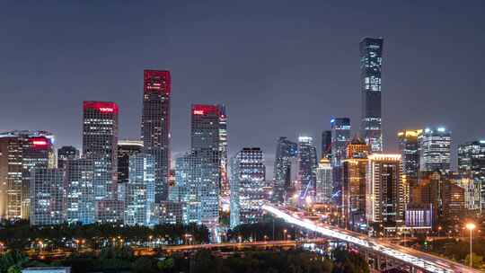 北京国贸CBD雷雨夜景