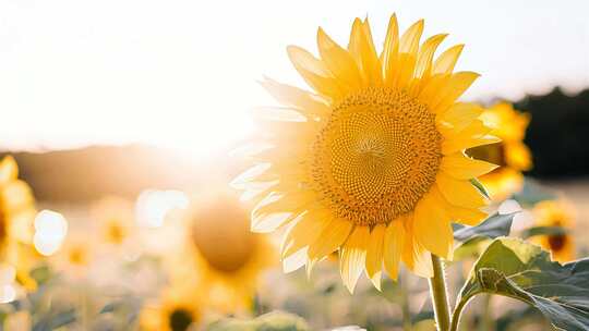 夏季向日葵向阳花太阳花海夏至阳光自然风景