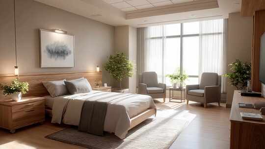 明亮舒适的现代病房设计尽显温馨氛围