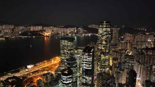 繁华香港夜景航拍