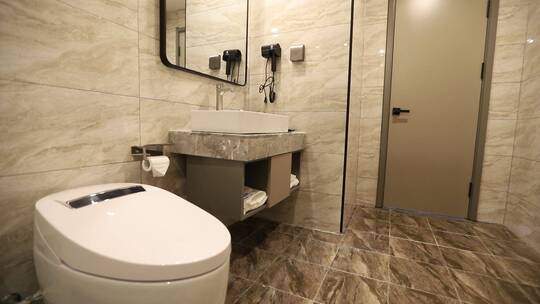 酒店环境 标准间 大床房 浴室视频素材模板下载