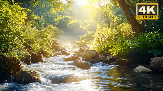 小溪流水河水苏州园林烟雨江南大自然