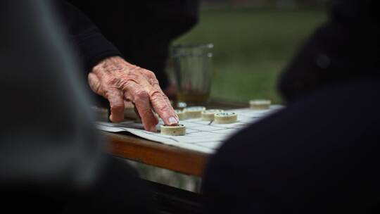 两个老爷爷在公园下棋