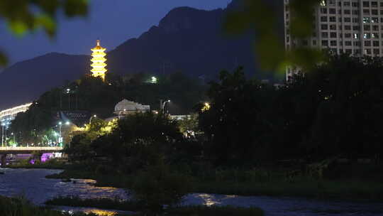 文成县河流夜景视频素材模板下载
