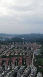 航拍夏季城市暴雨来袭