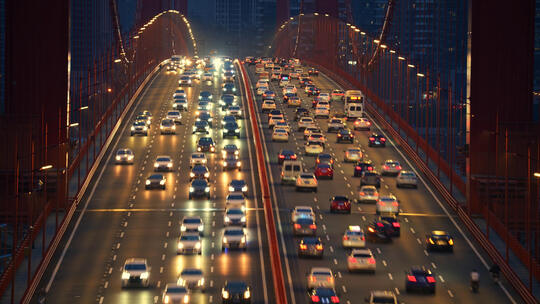城市桥梁道路夜景交通车流4k素材