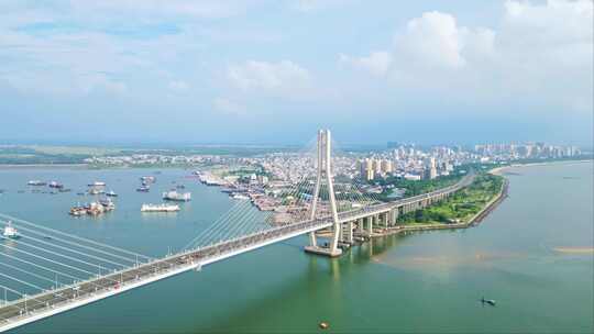 海南省儋州洋浦大桥自贸港桥梁工程航拍