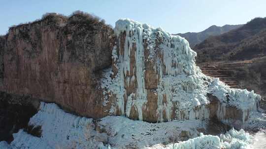 航拍沕沕水景区冬天 冬季 山区