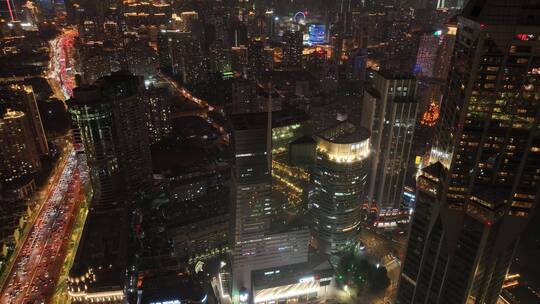 上海黄浦区夜景航拍