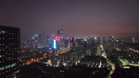 深圳深南中路夜景航拍视频素材模板下载