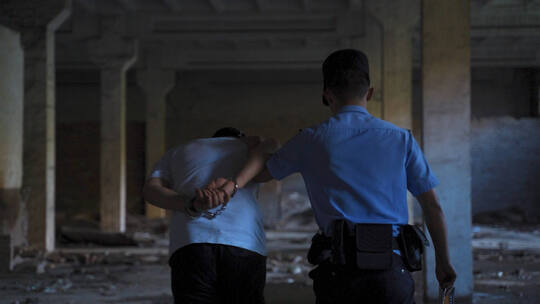 警察抓捕现场 扫黑除恶 拷手铐