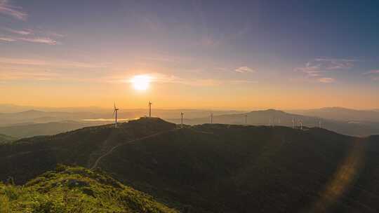 6k60p风力发电站山川夕阳延时视频素材模板下载