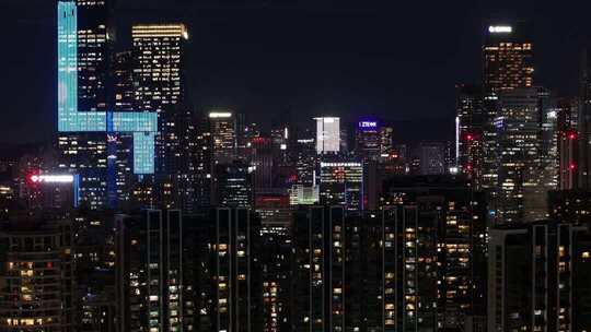 城市写字楼加班夜景航拍