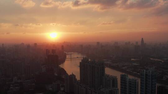 广州海珠天际线日落视频素材模板下载