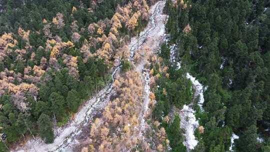 秋天四川西部阿坝理县毕棚沟景区航拍综合