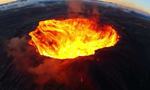 壮观的火山口熔岩喷发景象