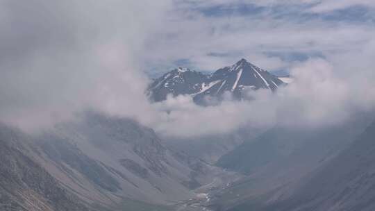 青海门源县雪山航拍4K视频灰片未调色