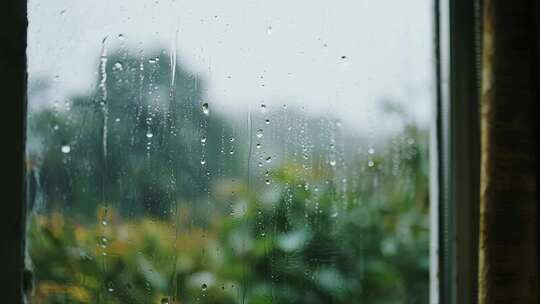雨天窗户玻璃雨滴伤感氛围意境视频
