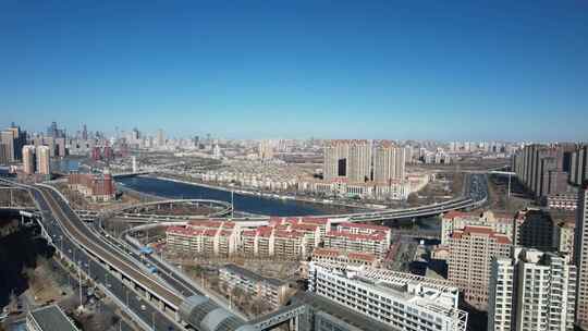 天津海河海津大桥复兴门地铁城市交通风光