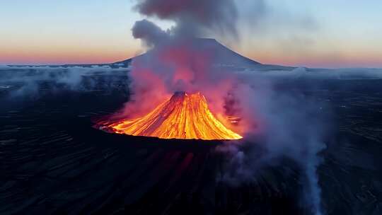 火山爆发火山喷发岩浆熔岩