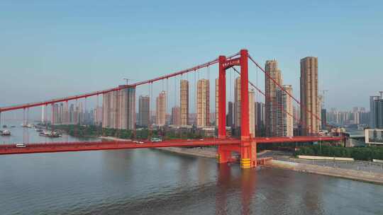 武汉鹦鹉洲长江大桥视频素材模板下载
