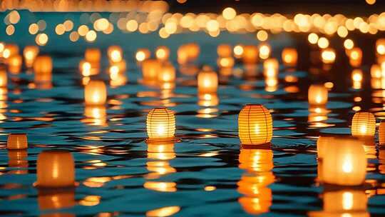 水面漂浮发光灯笼