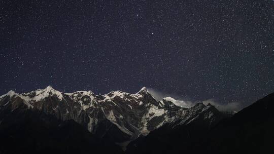 西藏林芝南迦巴瓦峰夜景星空延时4K