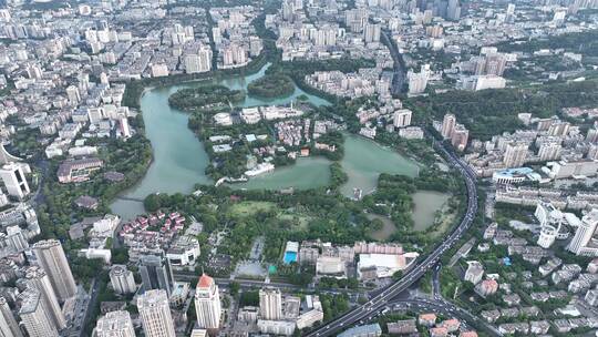 航拍福建福州鼓楼区镇海楼屏山公园