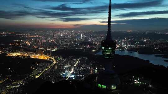 粤港澳大湾区城市繁华夜景深圳CBD城市核心