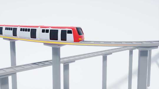 现代轨道上两列超级列车的3D动画。3D动