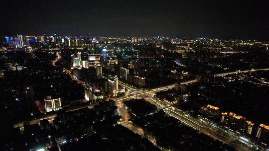 浙江杭州城市夜景交通航拍视频素材模板下载