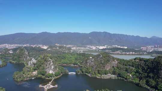 广东肇庆星湖景区七星山5A景区航拍