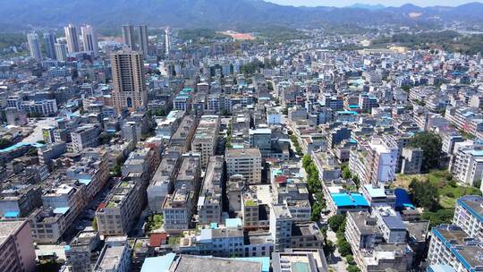 航拍陆川县老城区县城