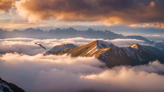 云海中的壮丽山脉景观