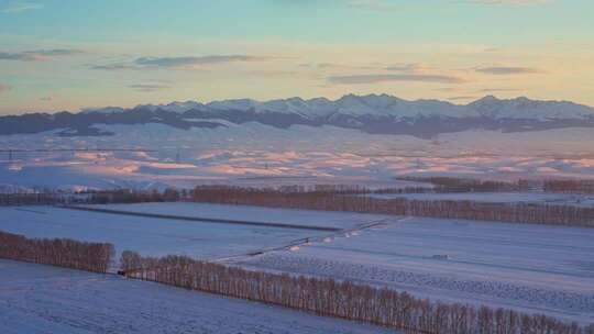 新疆伊犁雪山阿勒泰雪景雪原日出【8K】