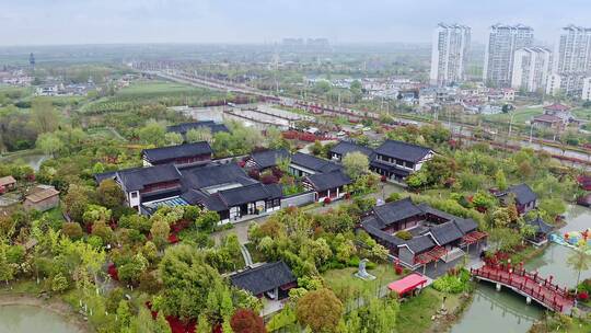 航拍江苏东台市西溪旅游文化景区