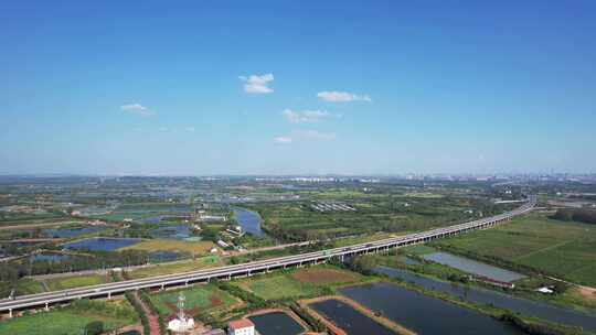 航拍武汉东西湖区农业农田乡村田园风景